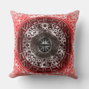 Concentric Circles African Tribal Print red ombre Cushion