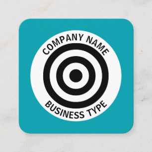 Concentric Circles - Blue #009FAE Square Business Card