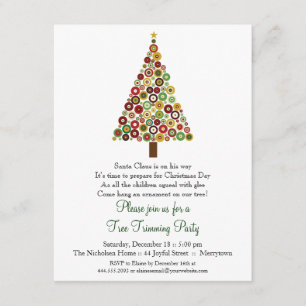 Concentric Circles Christmas Tree Party Invitation
