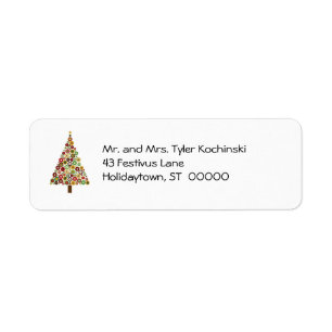 Concentric Circles Christmas Tree Return Address L Return Address Label
