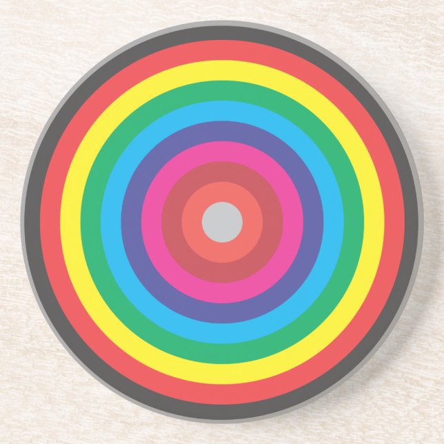 concentric circles coloured target coaster (Front)