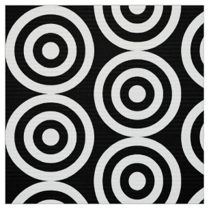 Concentric Circles - White on Black Fabric