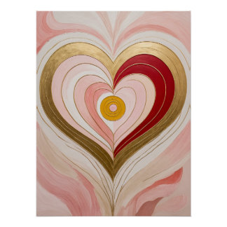 Concentric Heart Blossom Poster