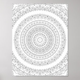 Concentric Heart Waves Colouring Page Pattern Art Poster
