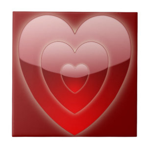 Concentric Hearts Ceramic Tile