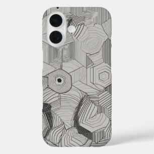 Concentric Hexagons Line Art iPhone 16 Case