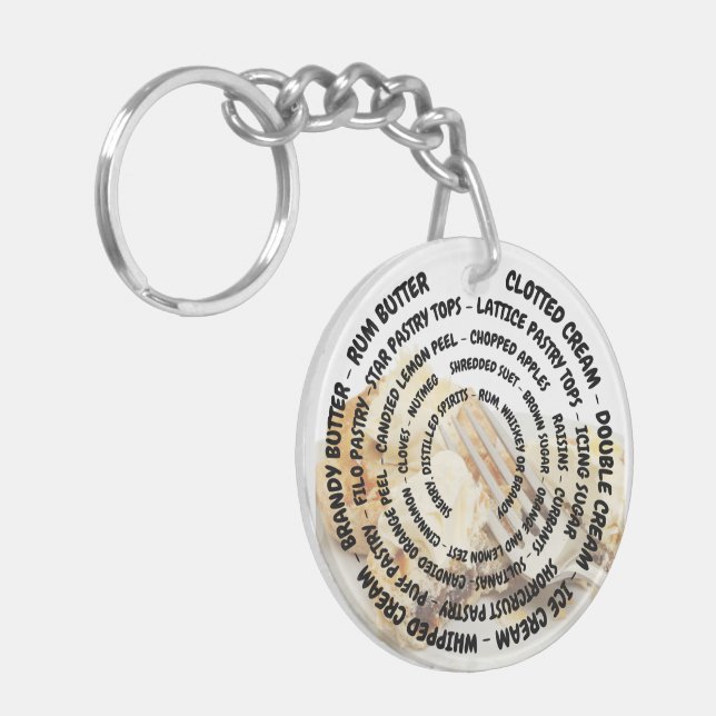 Concentric Mince Pie Ingredients with Toppings Key Ring (Front Left)