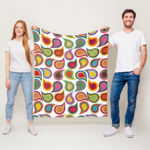 Concentric Paisleys Fleece Blanket