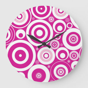 Concentric Pink Circles Round Wall Clock