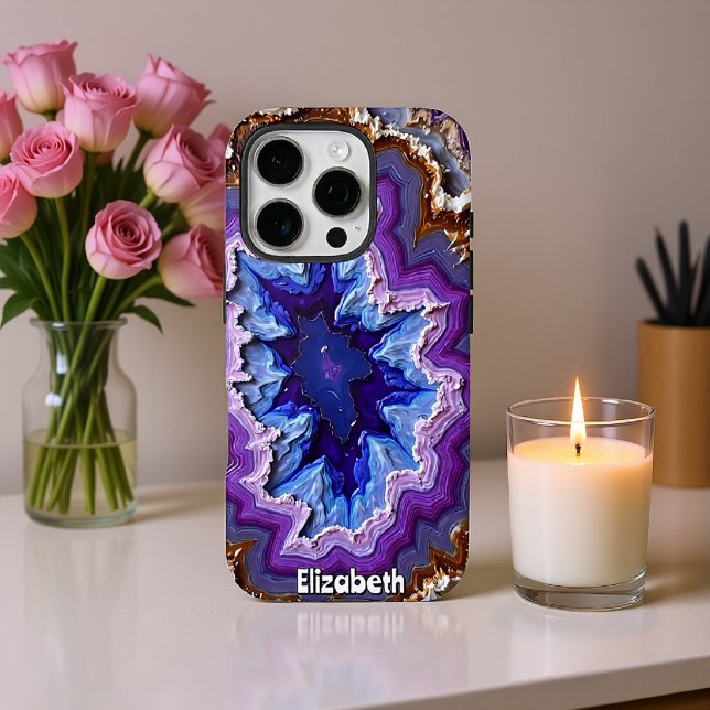Concentric Purple Agate Slice Centre iPhone Case (Creator Uploaded)