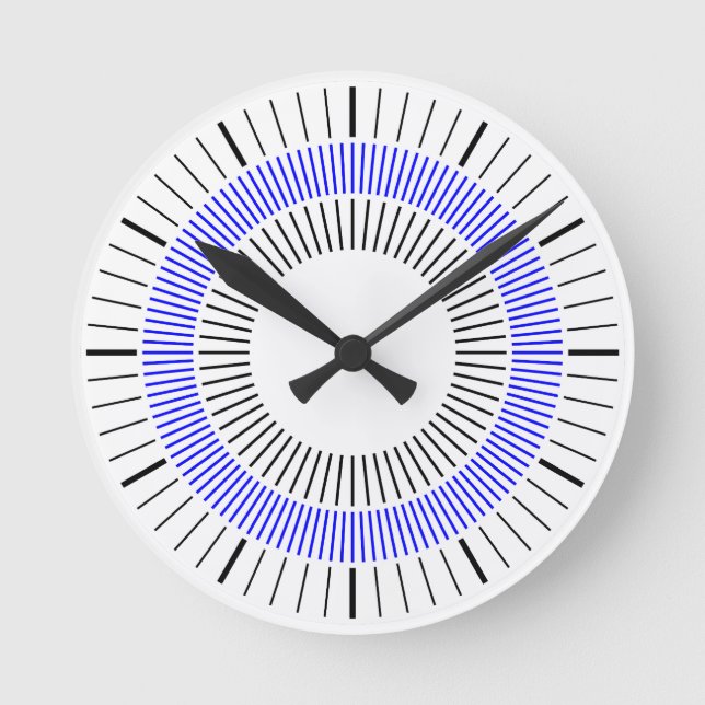 Concentric Rays - Blue Round Clock (Front)