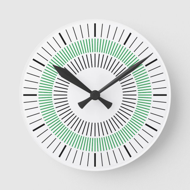 Concentric Rays - Green Round Clock (Front)
