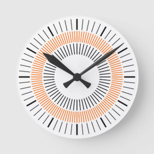 Concentric Rays - Orange Round Clock