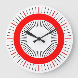 Concentric Rays - Red Large Clock