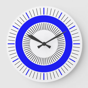 Concentric Rays - Solid Blue Large Clock