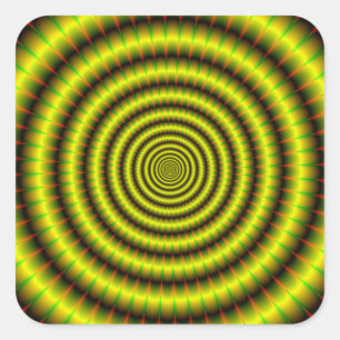 Concentric Rings in Yellow Green and Orange Square Sticker