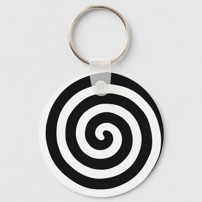Concentric Spiral in Black & White Keychain (Front)