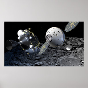 Concept Art of Orion Spacecraft in Lunar Orbit Poster