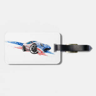 Concept Muscle Car In American Flag Colours Luggage Tag