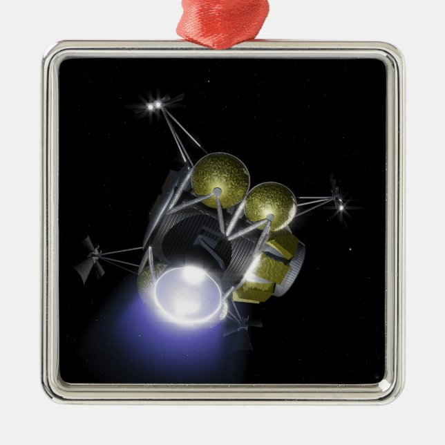 Concept of a crew blasting off metal tree decoration (Front)