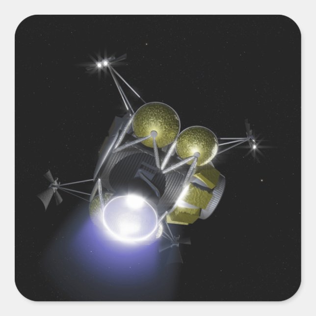 Concept of a crew blasting off square sticker (Front)