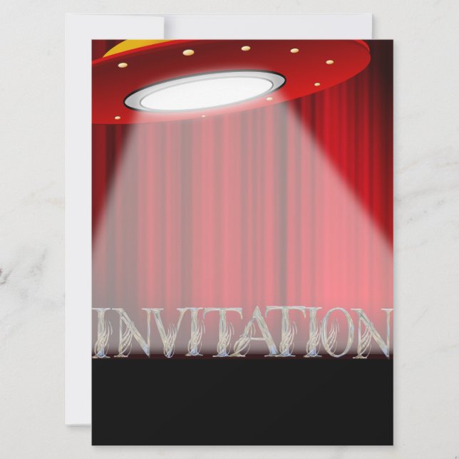 Conceptual Alien UFO Surprise Party Invitation (Front)