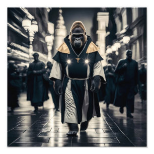 Conceptual Art Wall: Gorilla in Monastic Robes Photo Print