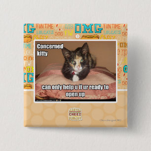 Concerned Kitty 15 Cm Square Badge