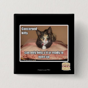 Concerned Kitty 15 Cm Square Badge
