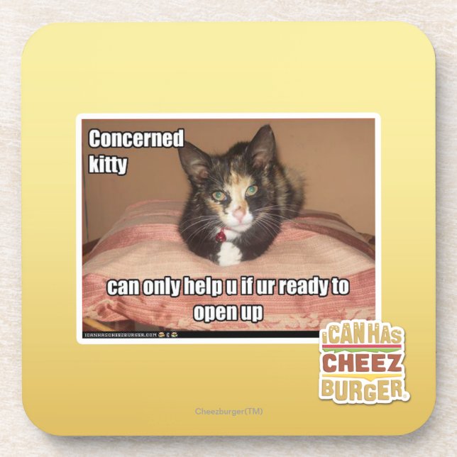 Concerned Kitty Coaster (Front)