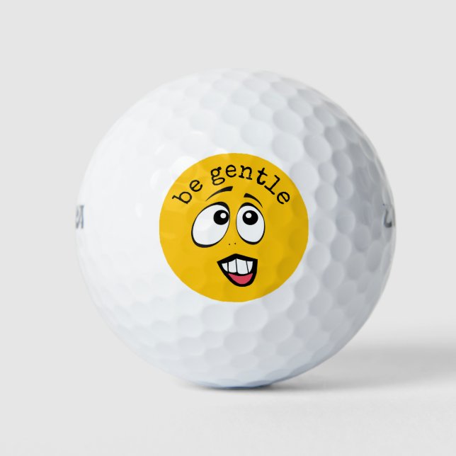 Concerned Yellow Emoji Golf Balls (Front)