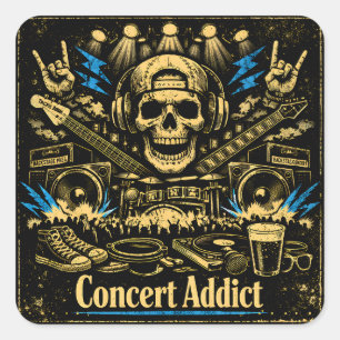 Concert Addict – Live Music Fan Culture Square Sticker