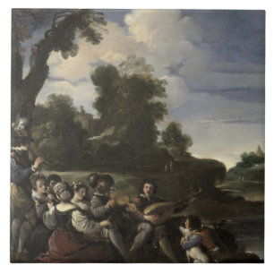 Concert Champetre, 1617 (oil on panel) Tile