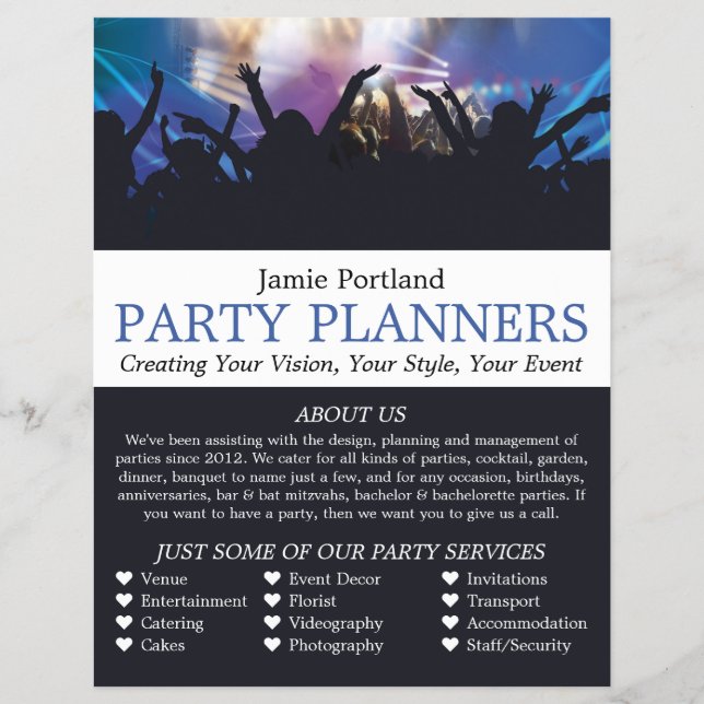Concert Crowd, Party Event Planner Advertising Flyer (Front)
