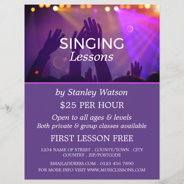 Concert Crowd, Vocalist Lessons Advertising Flyer (Front)
