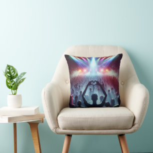 Concert Crowd With Heart Shaped Sign Cushion