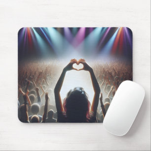 Concert Crowd With Heart Shaped Sign Mouse Pad