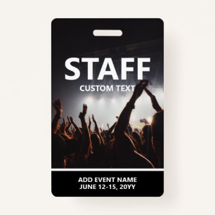 Concert Event Access Pass Personalised Staff ID Badge
