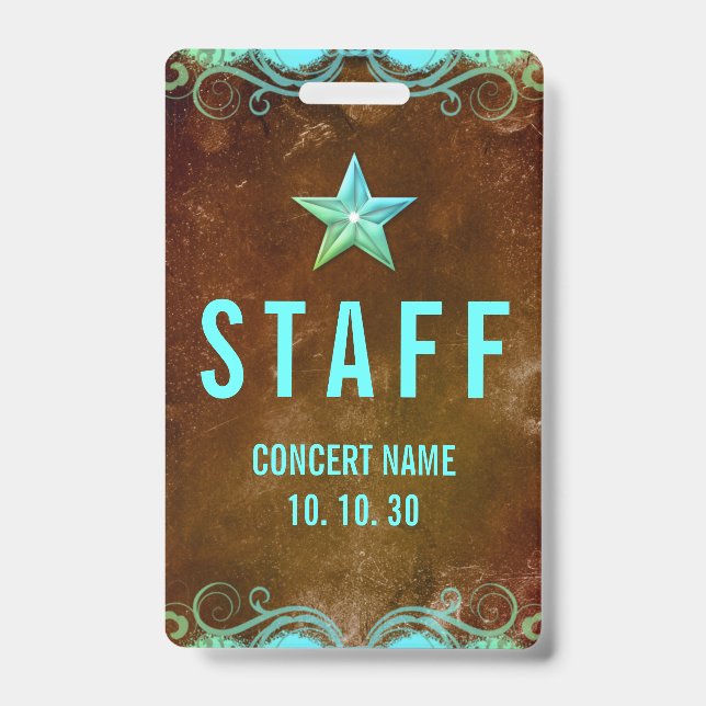 Concert Event Convention Custom Name Staff Badge ID Badge (Front)