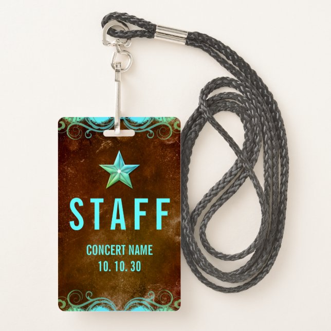 Concert Event Convention Custom Name Staff Badge ID Badge (Front with Lanyard)