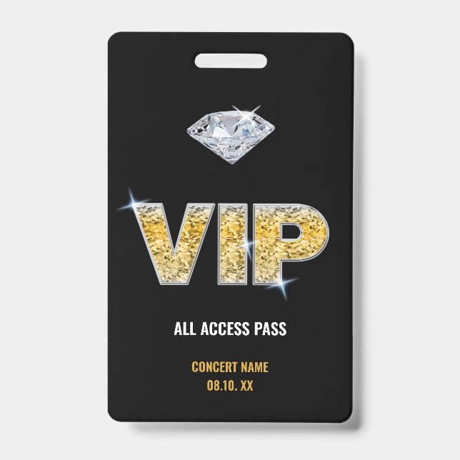 Concert Festival VIP All Access Custom Name  ID Badge (Front)