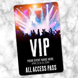 Concert Name All Access VIP ID Badge