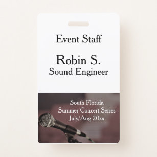 Concert or Show Event  ID Badge