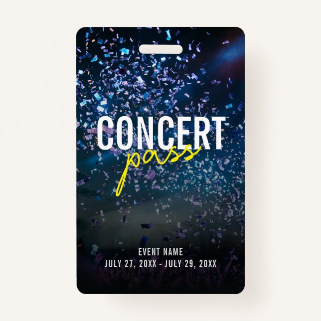 Concert Pass Event Photo Background ID Badge (Front)