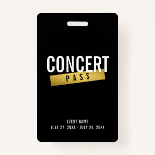 Concert Pass Music Festival Modern VIP Badge ID Badge