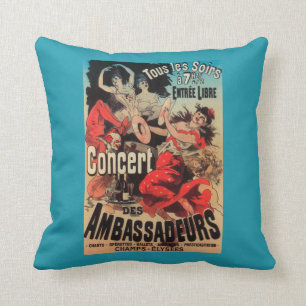 Concert Poster on Avenue de Champs-Elysees Cushion