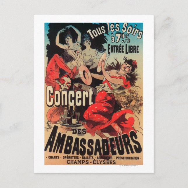 Concert Poster on Avenue de Champs-Elysees Postcard (Front)