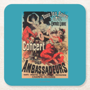Concert Poster on Avenue de Champs-Elysees Square Paper Coaster