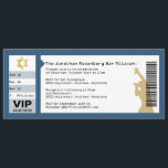 Concert Ticket Bar Mitzvah Invitation Navy Blue<br><div class="desc">Who’s ready to rock the bema? He is. The tour is coming to town. So make him a star and his Bar Mitzvah an event to remember. This invitation is styled just like a concert ticket. The aisle, row and seat correspond to the event date for an extra flourish. A...</div>