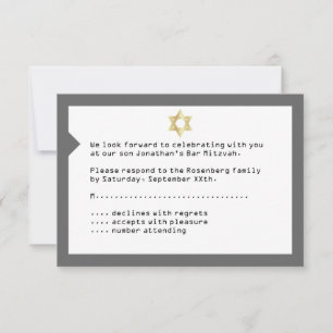 Concert Ticket Bar Mitzvah RSVP Reply in Grey Card